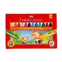 FABER CASTELL WAX CRAYON JUMBO 12 COLORS 